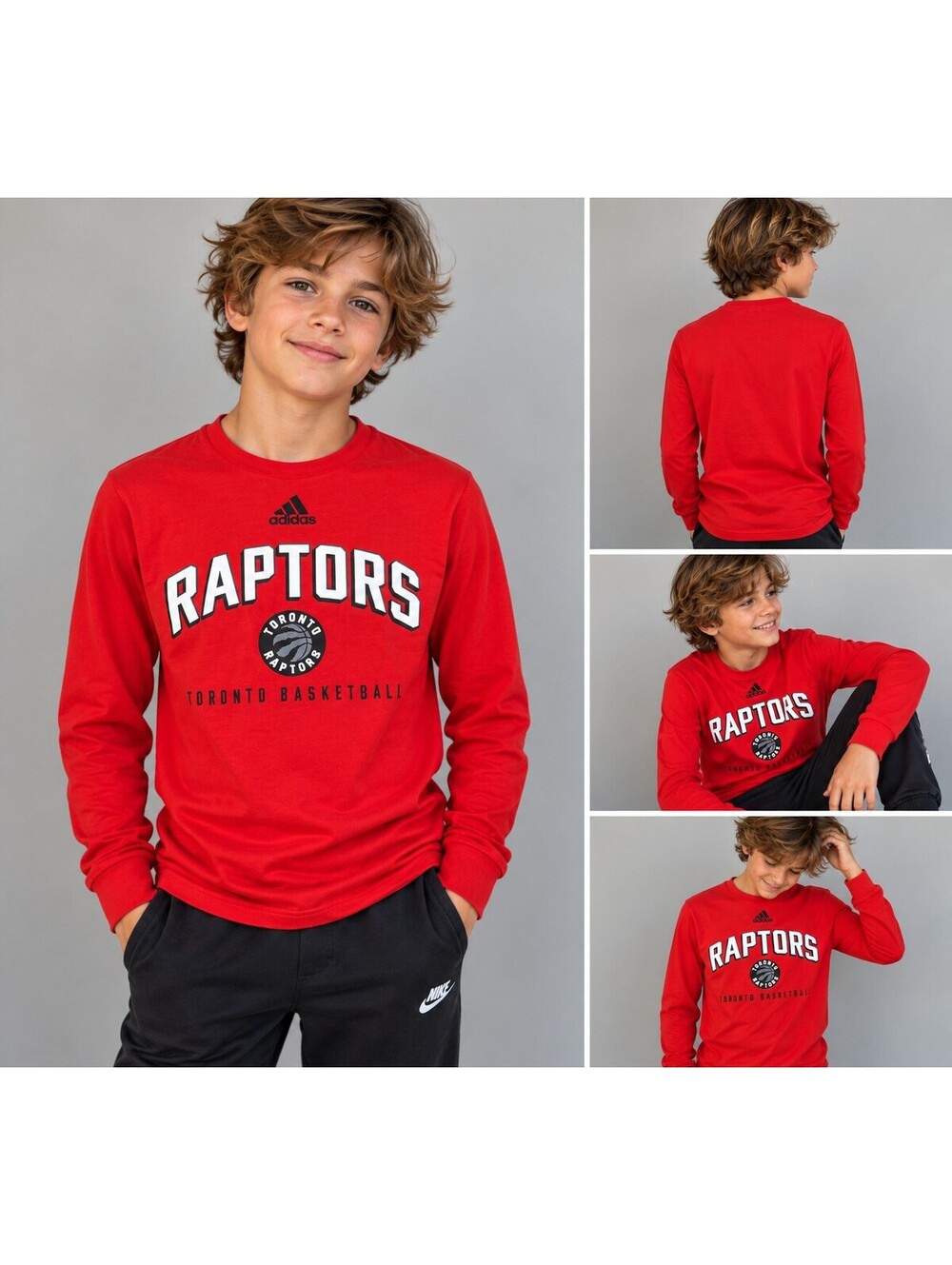 Toronto Raptors Adidas Red Long Sleeve Shirt Kids unisex Medium NWT NBA